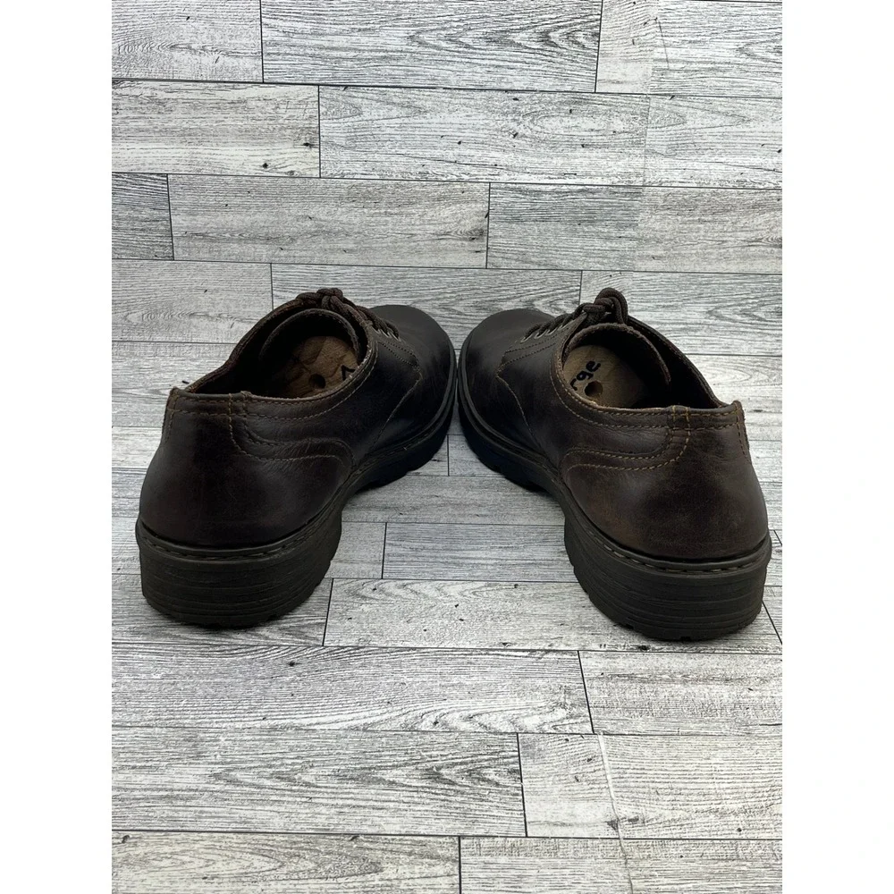 Born Men Brown‎ Leather Derby Shoes Lace Up Lug Sole Handcrafted Comfort Sz 11.5